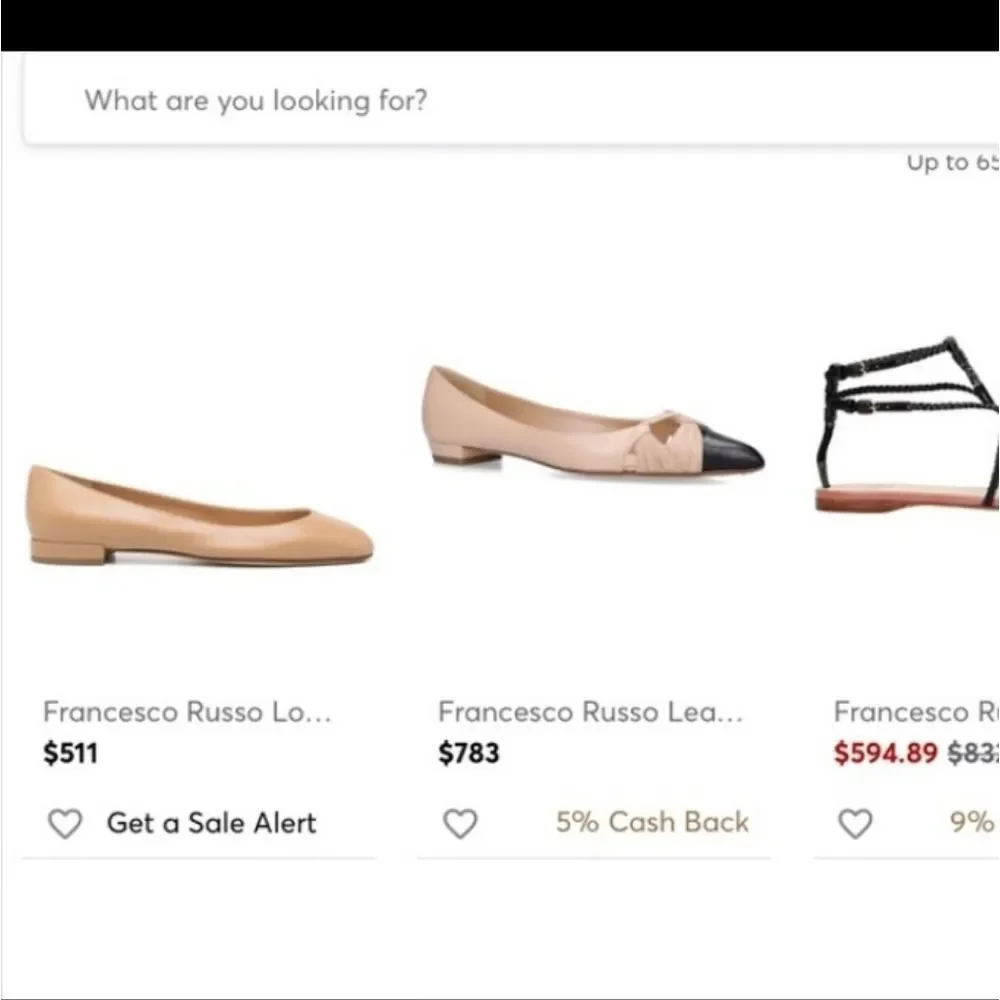 FRANCISCO RUSSO Beige/White Ballet Flats‎ Size 39